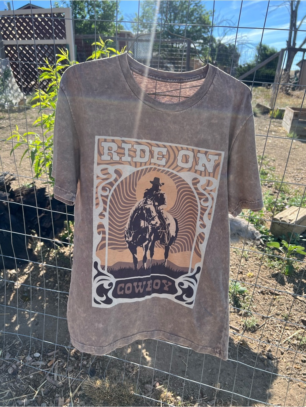 Ride On Cowboy Graphic Tee - Lotus Fashion 100 percent Cotton